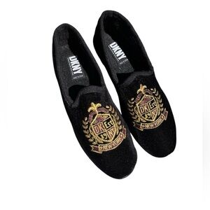 Vintage DKNY Velvet Slippers Slides 1990s Womens Mules Black - Size 40/41